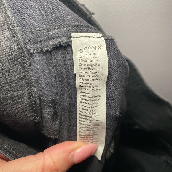 Spanx Women's size Medium Straight Leg Pants Vintage Black Ankle Denim Preppy - Picture 10 of 11